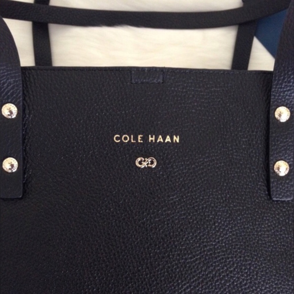 RELISTED Cole Haan | Black Leather Shopper Tote - Picture 8 of 9